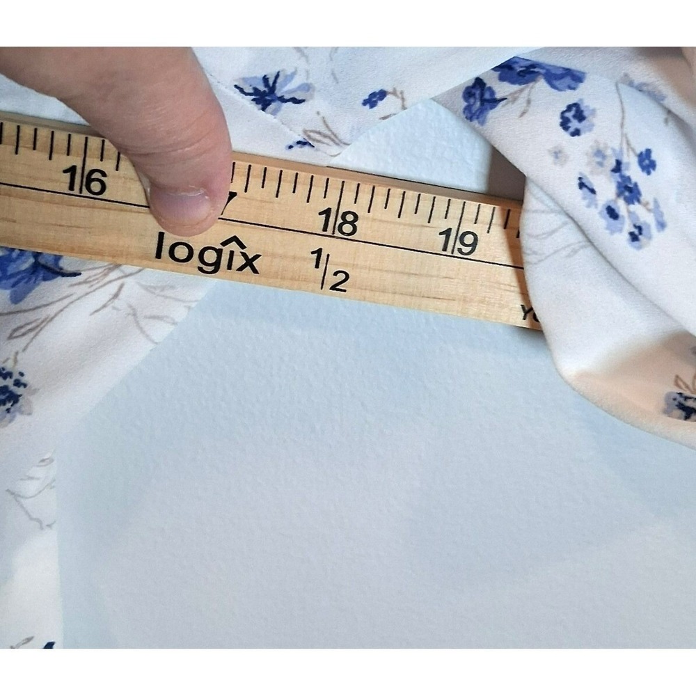 Sienna Sky Blue White Floral Milkmaid Top Large Boho Corset Puff Sleeve Coquette - Picture 9 of 10